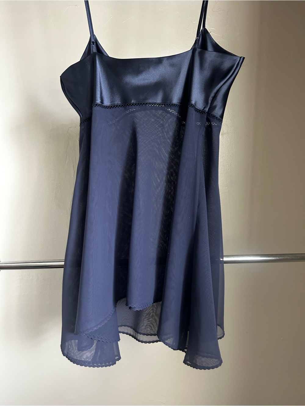 Victoria’s Secret Navy Sheer Babydoll Chemise Slip Nightgown Size M” - Picture 4 of 5